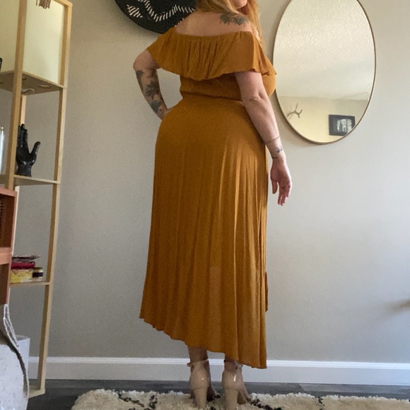 Mustard Yellow Hi Low Dress - Picture 2 of 2